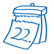 Handgezeichneter Kalender - Tag 22 in dunkelblau