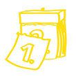 Handgezeichnetes Kalender-Symbol in gelb