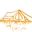 Handgezeichnetes Zelt in orange