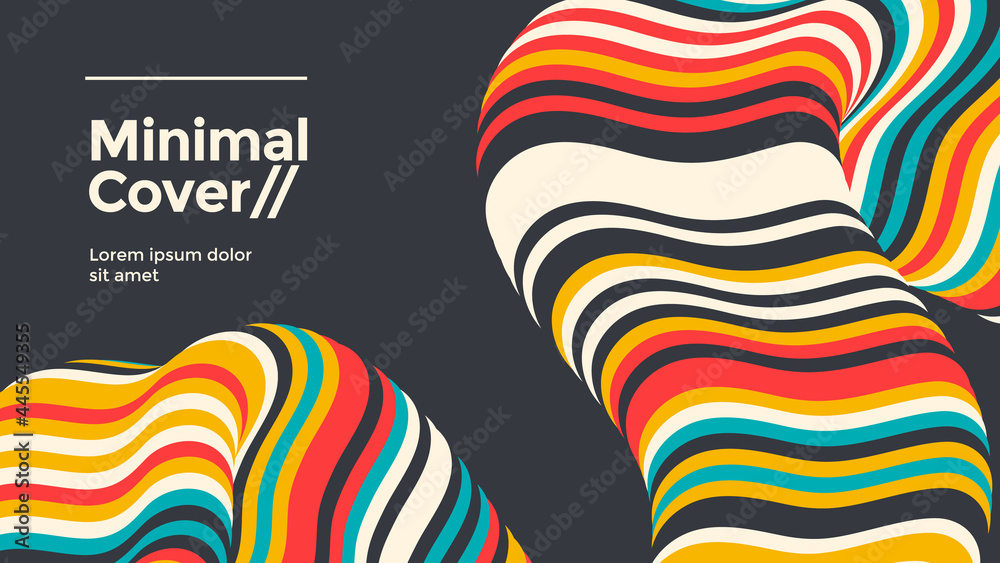 Colorful background with a fluid wave. Striped wavy line compositions for cover, poster, landing page. Minimal 3d abstract illustration. - obrazy, fototapety, plakaty 