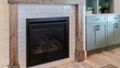 Pano Fireplace and cabinet inside home living room with wood floor and white wall