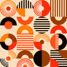 Retro Bauhaus Modern Art Circle Pattern
