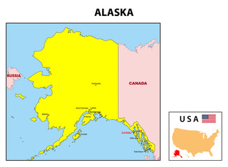  Alaska Map. State and district map of Alaska. Administrative and political map of Alaska with the major district