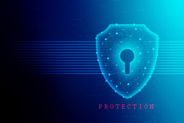 Poster - 2d illustration technology cyber security in shield