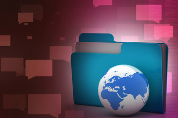 Poster - 3d rendering folder with documents