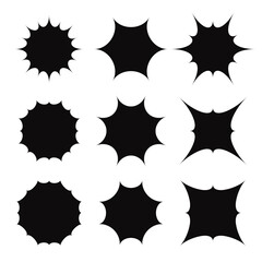 Aufkleber - Thorn shape set. Vector black silhouette thorns.