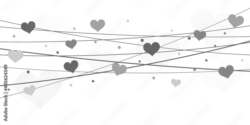 hearts on strings background for valentine's day - obrazy, fototapety, plakaty 