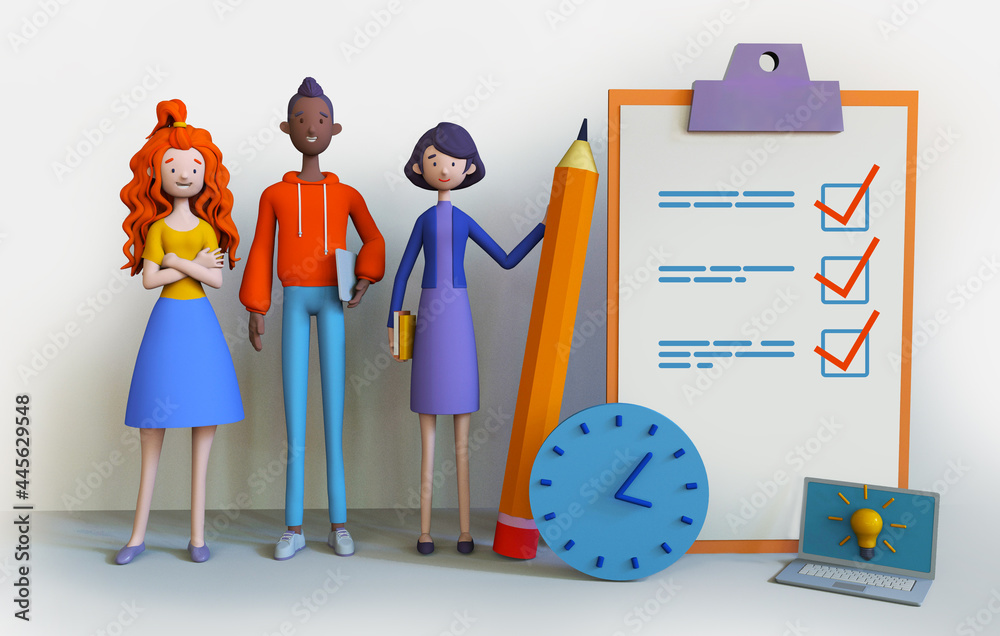 Cartoon business people organizing their tasks and appointments ...