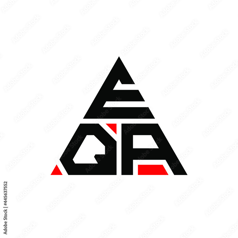 EQA triangle letter logo design with triangle shape. EQA triangle logo design monogram. EQA triangle vector logo template with red color. EQA triangular logo Simple, Elegant, and Luxurious Logo. EQA