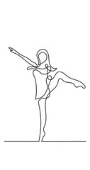 Wall Mural - one line drawing of dancing beautiful woman dancer