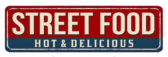 Street food vintage rusty metal sign