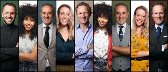 Wall Mural - Group of beautiful people in front of a background