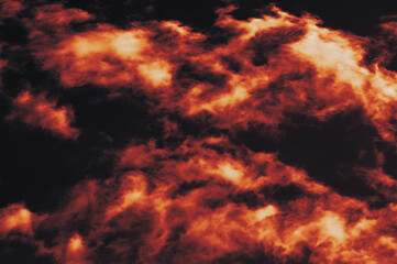 Wall Mural - the red sky background looked like smoke and fire. bomb violent.