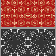 Canvas Print - Royal background patterns with decorative elements. Set. Suitable for decorating book covers, posters, wallpapers, invitations, postcards. Seamless pattern, texture. Vector image