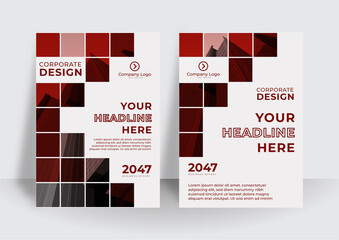 Business book cover design template in red color theme. Modern annual report design. Corporate cover design or brochure template background for business design. modern business flier layout template