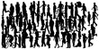 © German Ovchinnikov - Set with silhouette of a crowd of people standing in different poses isolated on a white background. Vector illustration