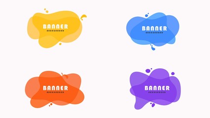 Set Of Colorful Flat Transparent Liquid Color Banner Frames