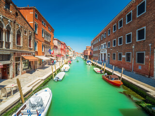 Murano Venice City Shape with the water canal and the colored house facades