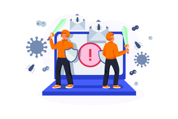 Virus Protection Illustration Concept. Flat illustration isolated on white background.