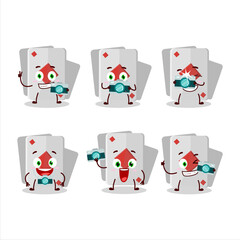 Sticker - Photographer profession emoticon with remi card diamond cartoon character