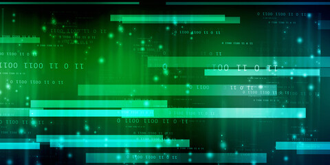 Poster - 2d illustration abstract digital binary data on computer screen