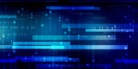 Poster - 2d illustration abstract digital binary data on computer screen