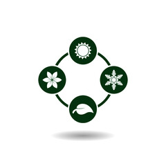 Four seasons icon set with shadow