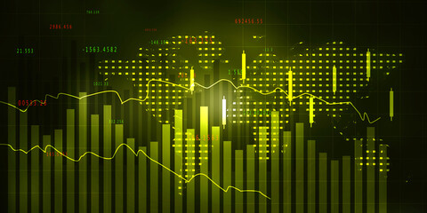 Poster - 2d rendering Stock market online business concept. business Graph 