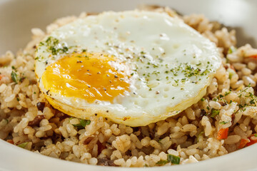 Delicious Steak Fried Rice with Fried Egg