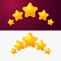 Wall Mural - 3d five yellow stars customer product rating review cartoon style