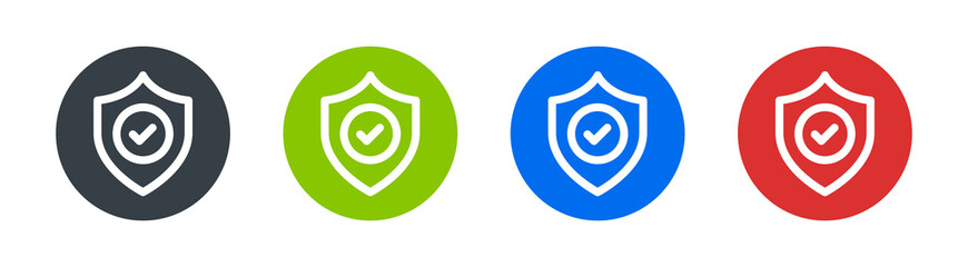 Aufkleber - Protection icon vector symbol. Shield with check mark for security concept and protected sign.
