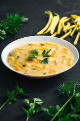 Wall Mural - Green beans soup. Vegetable soup