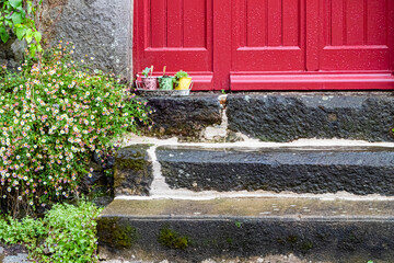 Wall Mural - detail of old houses in the village of Saint Suliac, in Brittany