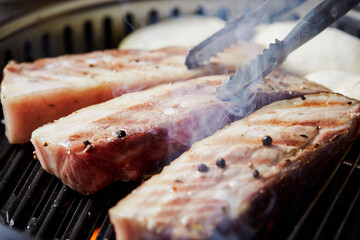 Poster - Raw pork belly on the grill