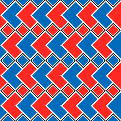Poster - Blue and red rhombs wallpaper. Vector seamless checker rhombs.