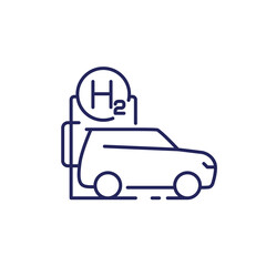 Canvas Print - hydrogen car and charging station line icon