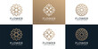 Set of minimalist fashion ornament logo flower spa yoga