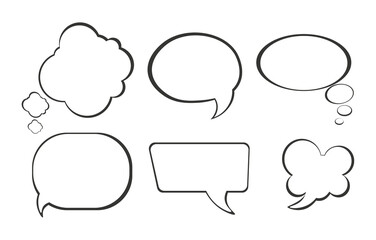 Fototapete - Bubble comic speech set. Clouds and bubbles for text dialogs. A sticker template for both social networks and printing. Design element. Cartoon flat vector illustration isolated on a white background