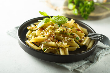 Wall Mural - Pasta with zucchini and herbs