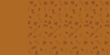 Simple Autumn Wallpaper Illustration. Autumn Leaves And Acorns And Fruits Decoration On Red Brown Tone Background. Autumn Season Patter Vector Illustration.