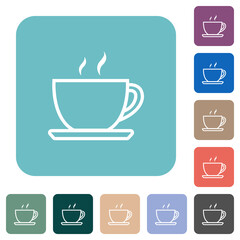 Wall Mural - Cup of coffee outline rounded square flat icons