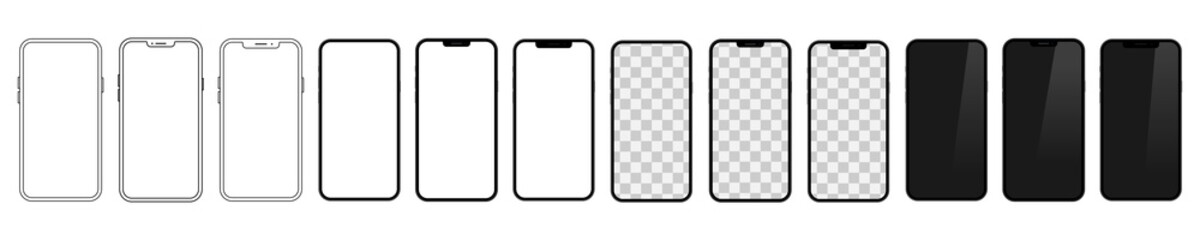 Wall Mural - mobile phone mockup vector. smartphone isolated on white background. cellphone frame mock up.
