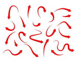 Poster - Red arrow icon indicating different direction. A set icons isolated on a white background for website banners ads and design elements.