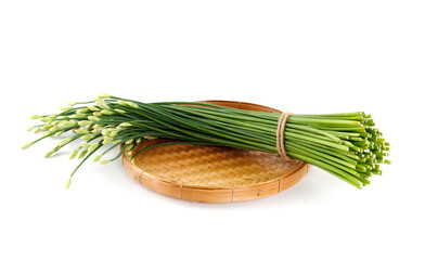 Wall Mural - fresh chives isolated on a white background.