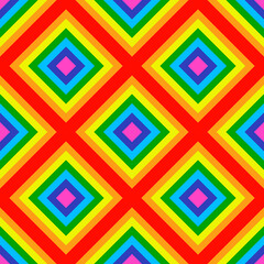 Poster - Rainbow geometric rhombs. Vector seamless colorful rhombs wallpaper.