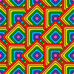 Poster - Rainbow tiles wallpaper. Vector colorful rhombs and squares. Seamless cubes in rainbow colors.