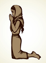 Vector image of the praying girl