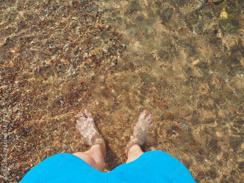 woda morski nogi relaks piasek - obrazy, fototapety, plakaty 
