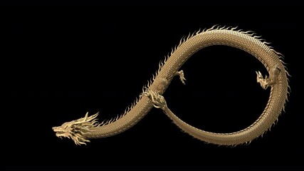 Wall Mural - chinese dragon animation loop on infinity sign include alpha path with 3d rendering.realistic detail