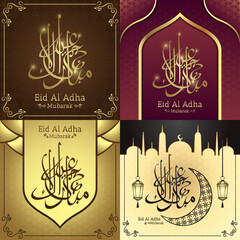 Wall Mural - happy eid al adha illustration background set